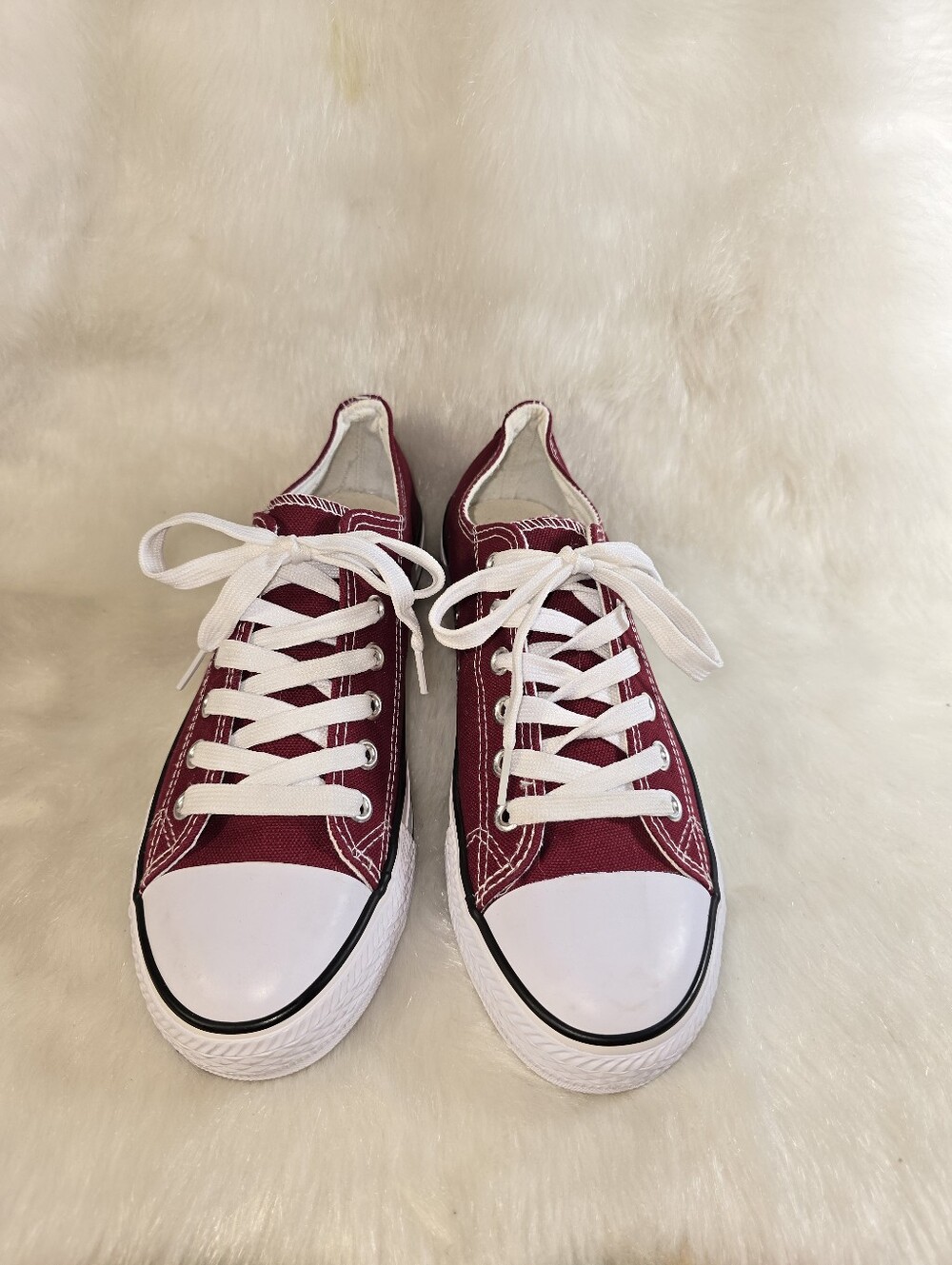 All Sport (Converse-inspired) Classic Low-Top Canvas Sneakers in Burgundy - Picture 3 of 9